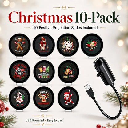 Halloween & Christmas USB Projector Light – Plug & Play LED Holiday Night Light with 3/6 Pattern Slides