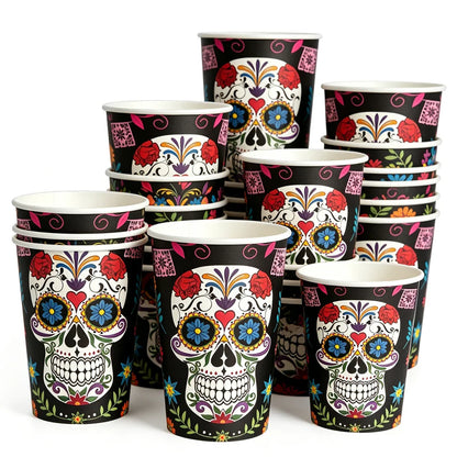 10/20/50/100Pcs Halloween 7/9inch Paper Plates Cup Vampire Mummy Spooky Themed Dinnerware Decor Halloween Table Party Supplies
