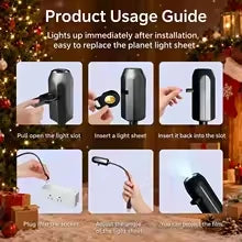 Halloween USB Projection Lamp with 3 or 6 Pattern Slides, Ghost Bat Skull Spider LED Light for Party Bedroom Holiday Decoration