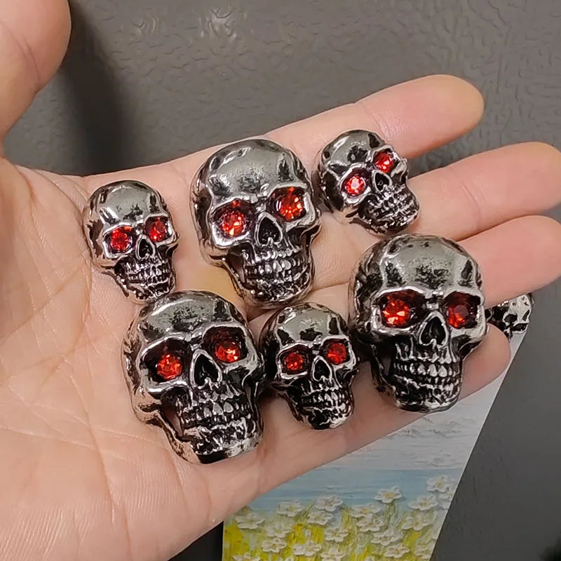 6pcs Gothic Red Eye Skull Fridge Magnets 2 Sizes Punk Metal Home Decor Party Arts Accessory Refrigerator Skull Ornaments