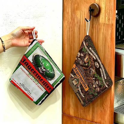 J-Jagermeister Anime Hanging Style Hand Wiping Towel, Polyester Cotton, Anti-fade for Indoor Kitchen Living Room