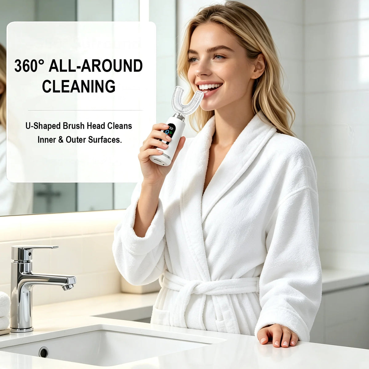 Smart U-Shaped Toothbrush Degrees Intelligent Silicon Head Sonic Electric Toothbrush Automatic USB Charge Waterproof Toothbrush