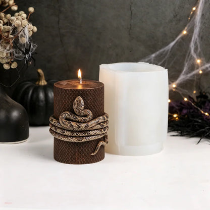 3D Coiled Snake Silicone Candle Mold Snake Wrapped Egg Cylinder Animal Pattern Candle Soap Making Mold Halloween Ornament Tools