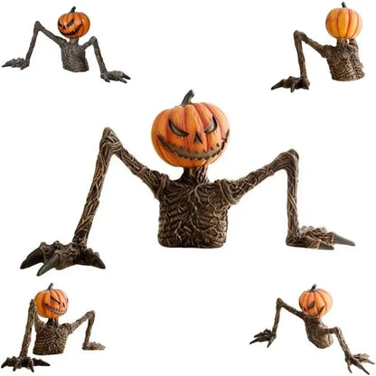 E8BD Textured Resin Yard Accent Figurine for Halloween Entry Decoration, Raised Skeleton Character Form for Porch Lawn Garage