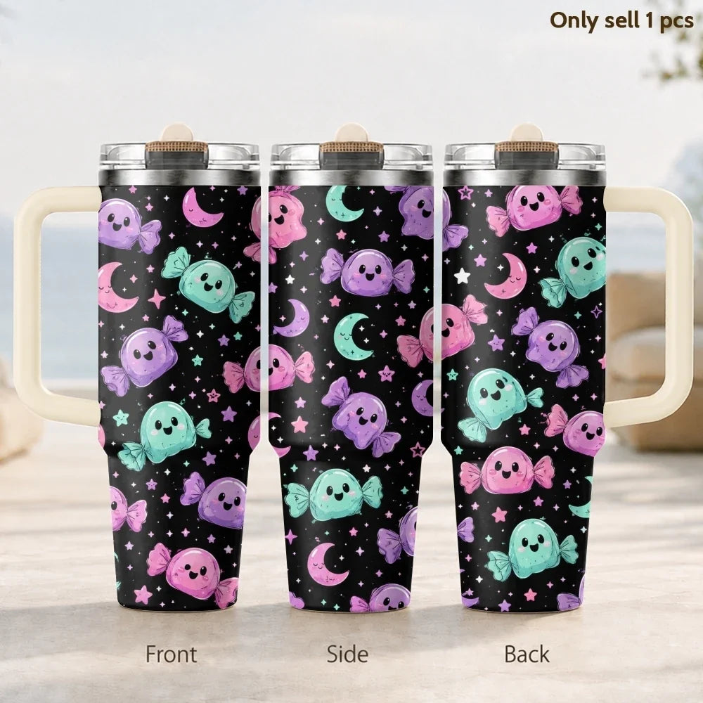 Halloween Witchy Skull Vacuum Flasks 40oz Thermal Tumbler with Handle Stainless Steel Vacuum Insulated Water Portable Mug Cup