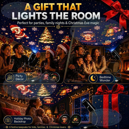 New Christmas Projector Light, Plug and Play HD Christmas Projector, USB Powered Christmas Night Light with 6+ Holiday Patterns