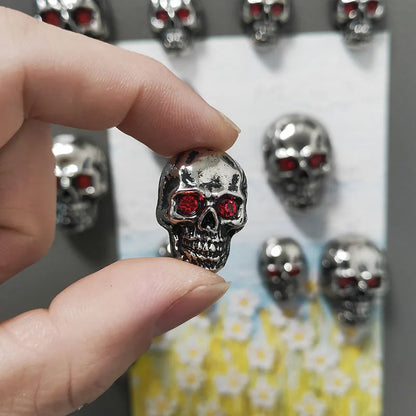 6pcs Gothic Red Eye Skull Fridge Magnets 2 Sizes Punk Metal Home Decor Party Arts Accessory Refrigerator Skull Ornaments