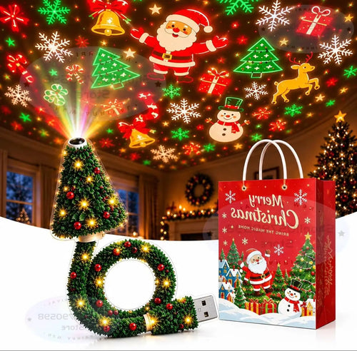 New Christmas Projector Light, Plug and Play HD Christmas Projector, USB Powered Christmas Night Light with 6+ Holiday Patterns