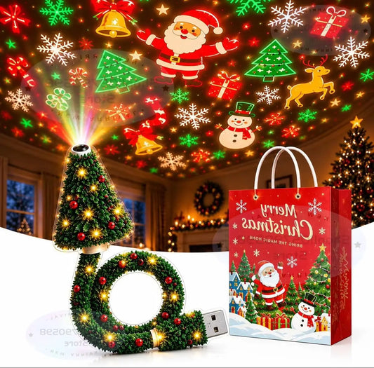 New Christmas Projector Light, Plug and Play HD Christmas Projector, USB Powered Christmas Night Light with 6+ Holiday Patterns