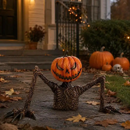E8BD Textured Resin Yard Accent Figurine for Halloween Entry Decoration, Raised Skeleton Character Form for Porch Lawn Garage