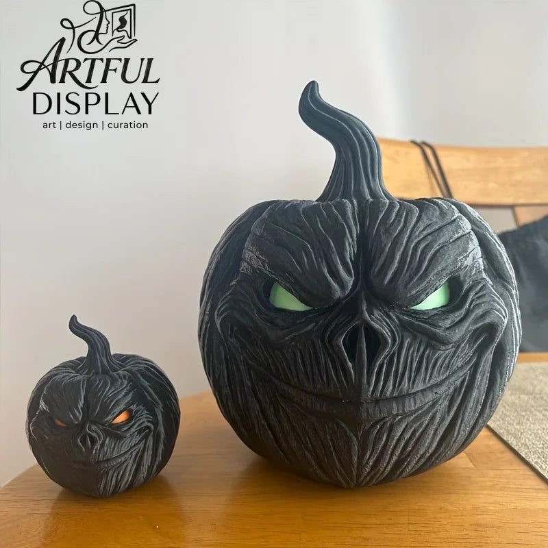 Set Includes Pumpkin Base, Ghost & Hat, Creative 3D Printed Halloween Pumpkin Elf Decor, Desktop Ornament for Holiday Scene, Hom