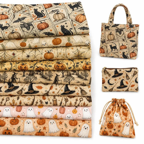 50*145cm Bat Pumpkin Halloween Polyester Cotton Fabric for Tissue Sewing Quilting Fabrics Needlework Material DIY Handmade