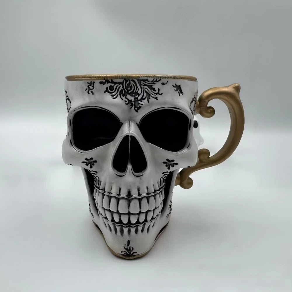 Halloween Resin Skull Mug 2 Styles, Gothic Coffee Tea Cup, Creative Desktop Ornament, Home Table Decor for Halloween Party
