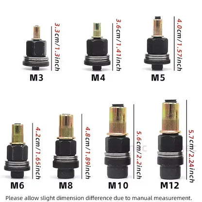 36pcs Heavy-Duty Rivet Nut Kit W/Tools (M3-M12) Zinc-Coated RH Threaded for Car Repair/Furniture/License Plate/Renovation