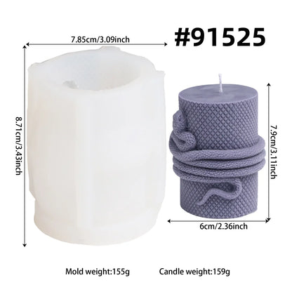 3D Coiled Snake Silicone Candle Mold Snake Wrapped Egg Cylinder Animal Pattern Candle Soap Making Mold Halloween Ornament Tools