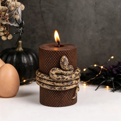 3D Coiled Snake Silicone Candle Mold Snake Wrapped Egg Cylinder Animal Pattern Candle Soap Making Mold Halloween Ornament Tools