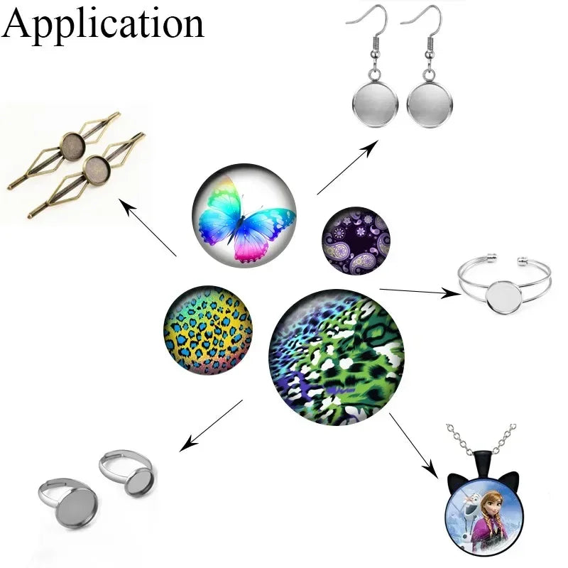 24 Style Fashion Bird Art Paintings 24pcs/lot 12mm/18mm/20mm/25mm Round Photo Glass Cabochon Demo Flat Back Making Findings H334