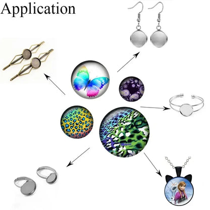 24 Style Fashion Bird Art Paintings 24pcs/lot 12mm/18mm/20mm/25mm Round Photo Glass Cabochon Demo Flat Back Making Findings H334