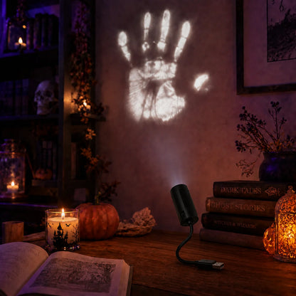 Halloween USB Projection Lamp with 3 or 6 Pattern Slides, Ghost Bat Skull Spider LED Light for Party Bedroom Holiday Decoration