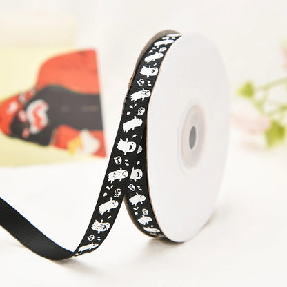 Halloween Grosgrain Ribbon Ghost Bat Spider Web Pumpkin Printed Ribbon Gift Wrapping Decor