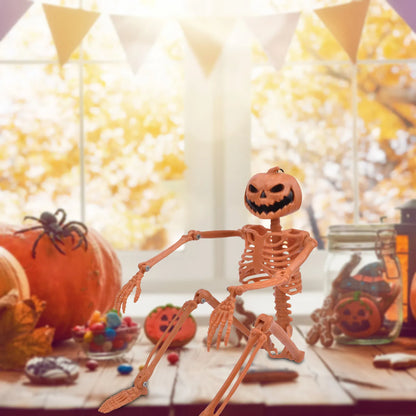 Party Ornament Desktop Halloween Gift Figurine Pumpkin Skeleton Ornament Posable Halloween Skeleton Prop Articulated Mini Home