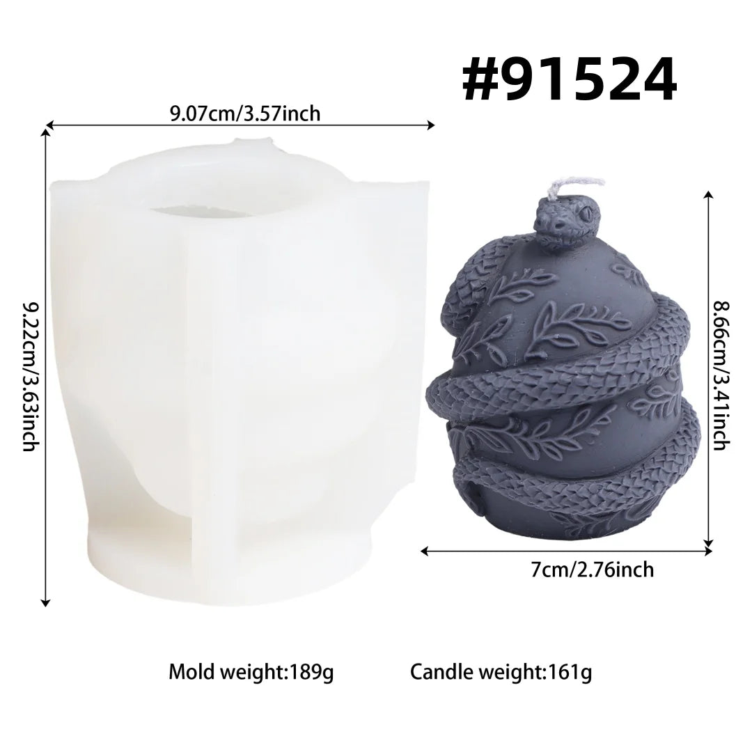 3D Coiled Snake Silicone Candle Mold Snake Wrapped Egg Cylinder Animal Pattern Candle Soap Making Mold Halloween Ornament Tools