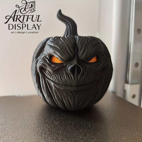 Set Includes Pumpkin Base, Ghost & Hat, Creative 3D Printed Halloween Pumpkin Elf Decor, Desktop Ornament for Holiday Scene, Hom