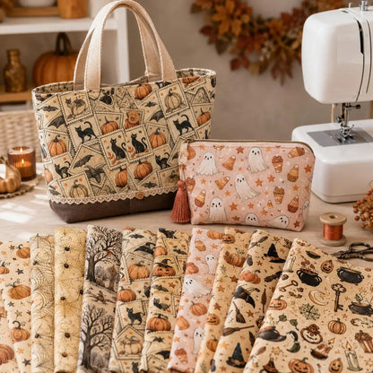 50*145cm Bat Pumpkin Halloween Polyester Cotton Fabric for Tissue Sewing Quilting Fabrics Needlework Material DIY Handmade