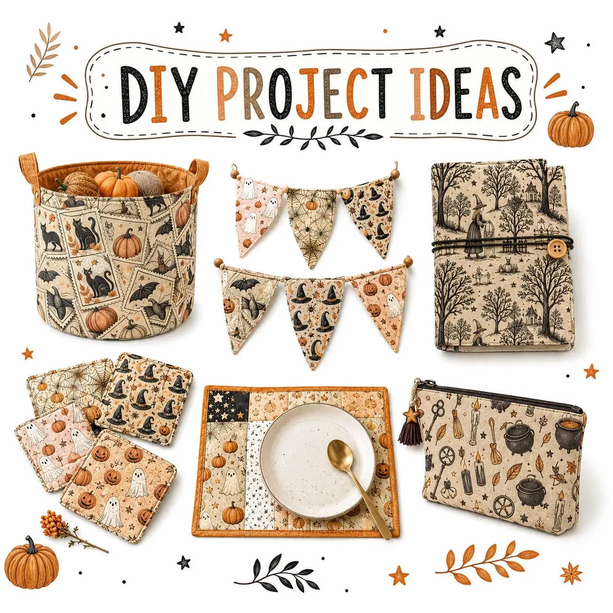 50*145cm Bat Pumpkin Halloween Polyester Cotton Fabric for Tissue Sewing Quilting Fabrics Needlework Material DIY Handmade