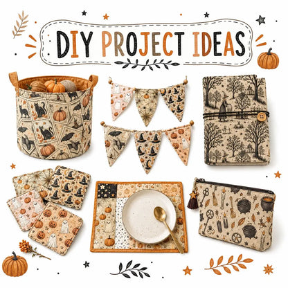 50*145cm Bat Pumpkin Halloween Polyester Cotton Fabric for Tissue Sewing Quilting Fabrics Needlework Material DIY Handmade