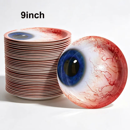 10/20/50/100Pcs Halloween 7/9inch Paper Plates Cup Vampire Mummy Spooky Themed Dinnerware Decor Halloween Table Party Supplies