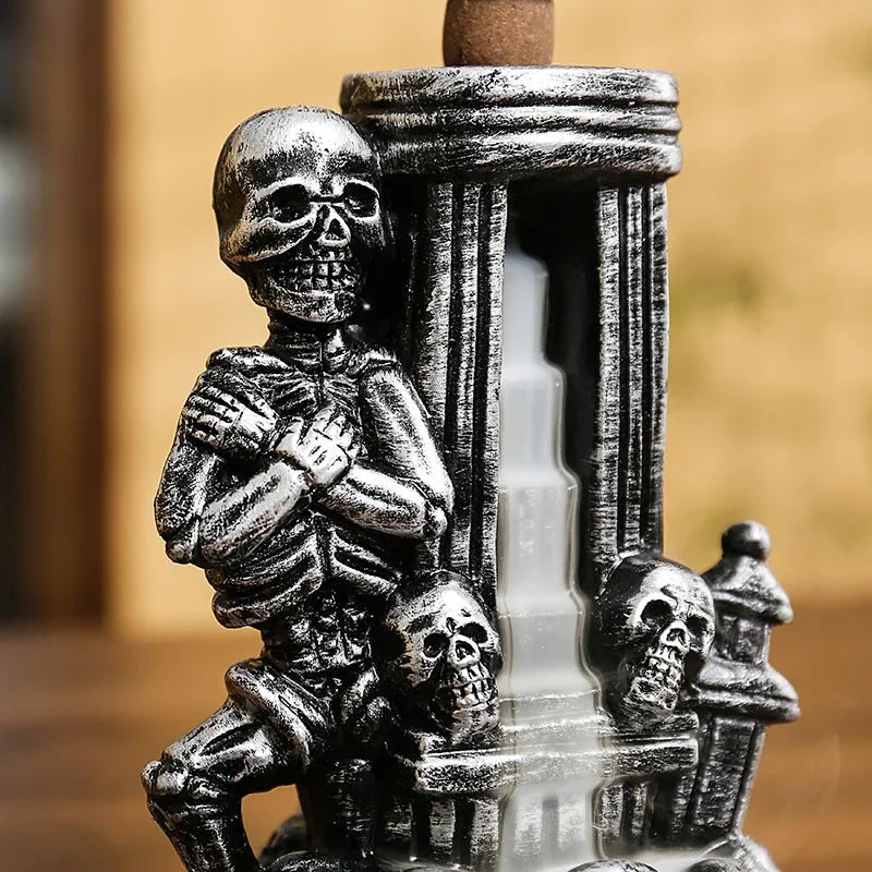 backflow aroma burner handicraft ornaments Creative European and American skull decoration sandalwood inverted incense burner
