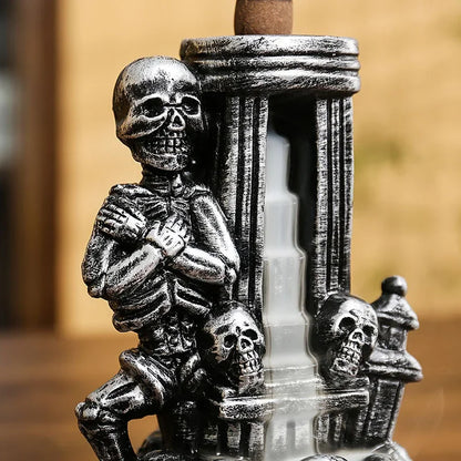 backflow aroma burner handicraft ornaments Creative European and American skull decoration sandalwood inverted incense burner