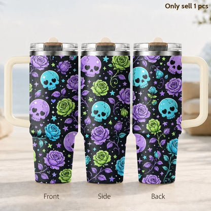 Halloween Witchy Skull Vacuum Flasks 40oz Thermal Tumbler with Handle Stainless Steel Vacuum Insulated Water Portable Mug Cup