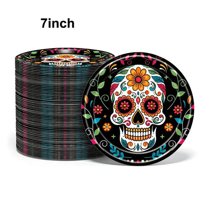 10/20/50/100Pcs Halloween 7/9inch Paper Plates Cup Vampire Mummy Spooky Themed Dinnerware Decor Halloween Table Party Supplies
