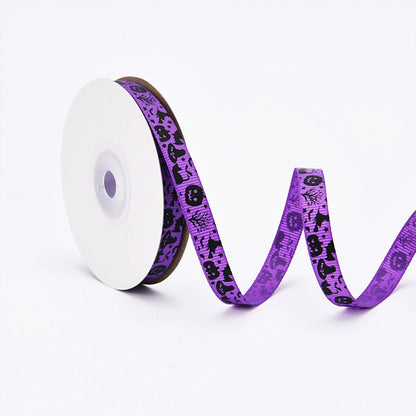 Halloween Grosgrain Ribbon Ghost Bat Spider Web Pumpkin Printed Ribbon Gift Wrapping Decor