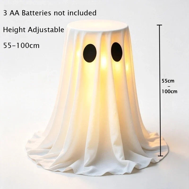 Standing Halloween Glowing Ghost Treat Bucket Height-adjustable Reusable Ghost Candy Bowl Luminous Halloween Candy Holder Bar