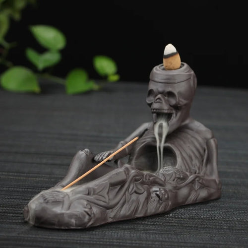 Retro Handmade Ceramic Backflow Incense Burner Home Decor Incense Holder Buddhist Crafts Without Incense Cones