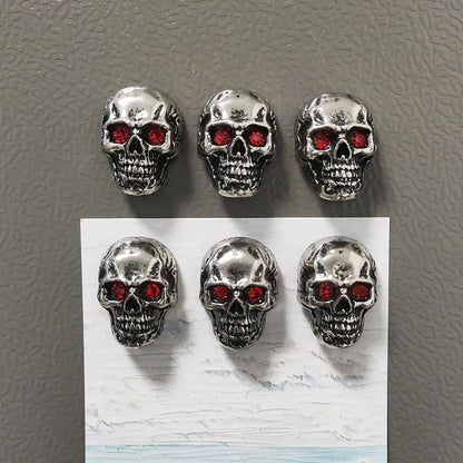 6pcs Gothic Red Eye Skull Fridge Magnets 2 Sizes Punk Metal Home Decor Party Arts Accessory Refrigerator Skull Ornaments