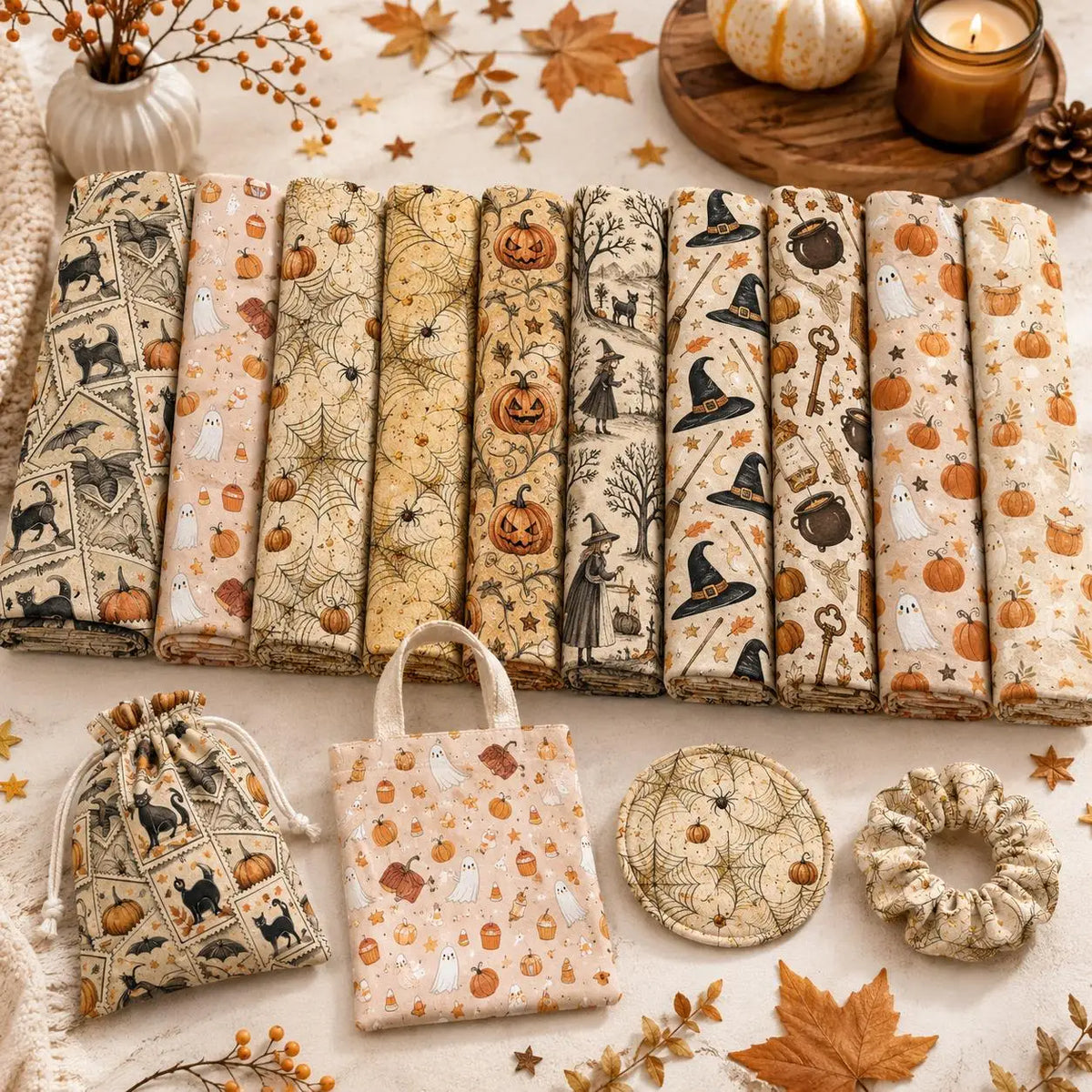 50*145cm Bat Pumpkin Halloween Polyester Cotton Fabric for Tissue Sewing Quilting Fabrics Needlework Material DIY Handmade