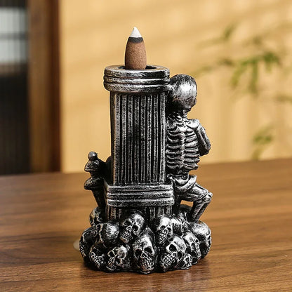 backflow aroma burner handicraft ornaments Creative European and American skull decoration sandalwood inverted incense burner