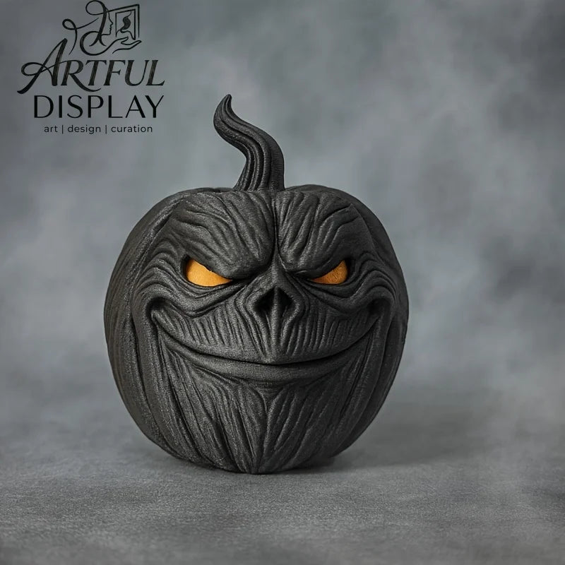 Set Includes Pumpkin Base, Ghost & Hat, Creative 3D Printed Halloween Pumpkin Elf Decor, Desktop Ornament for Holiday Scene, Hom