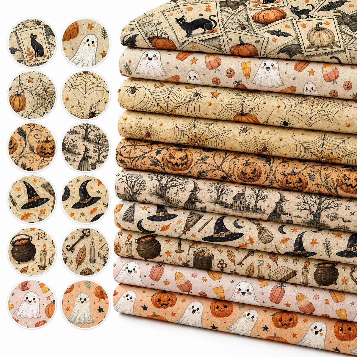 50*145cm Bat Pumpkin Halloween Polyester Cotton Fabric for Tissue Sewing Quilting Fabrics Needlework Material DIY Handmade