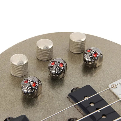 For Bass Volume Color Knob Potentiometer Cap, Skull Creative Electric Guitar Metal Volume Knob