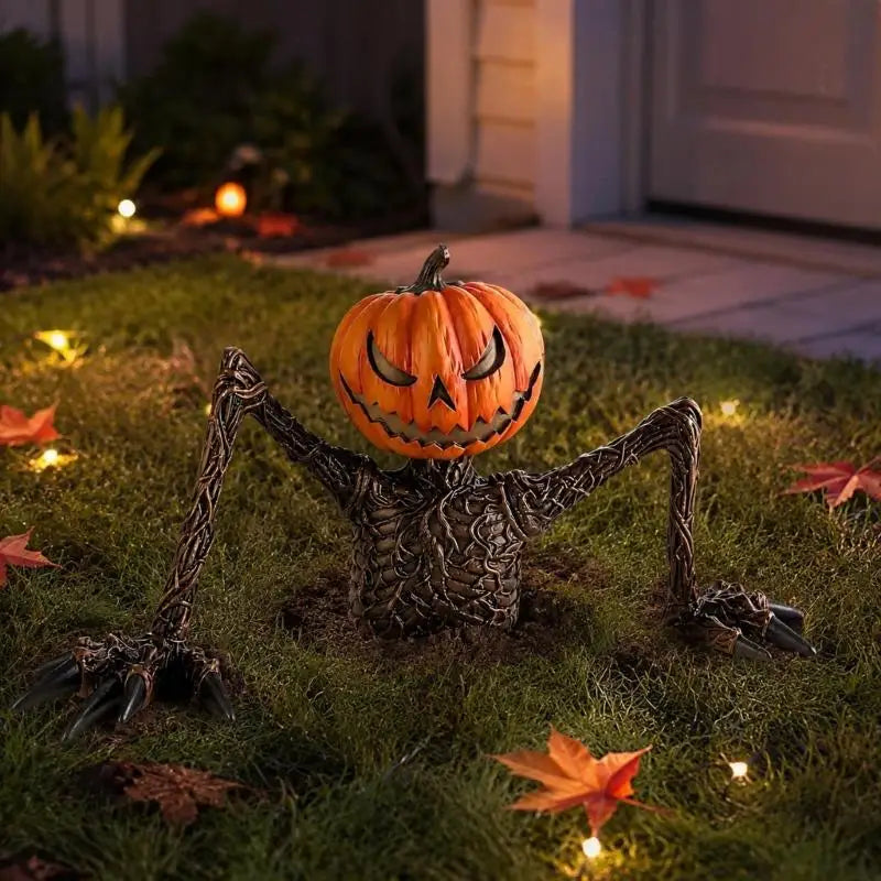 E8BD Textured Resin Yard Accent Figurine for Halloween Entry Decoration, Raised Skeleton Character Form for Porch Lawn Garage