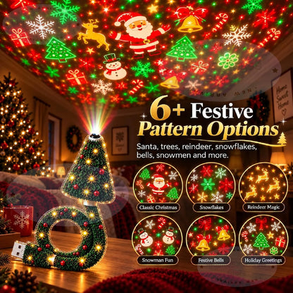 New Christmas Projector Light, Plug and Play HD Christmas Projector, USB Powered Christmas Night Light with 6+ Holiday Patterns