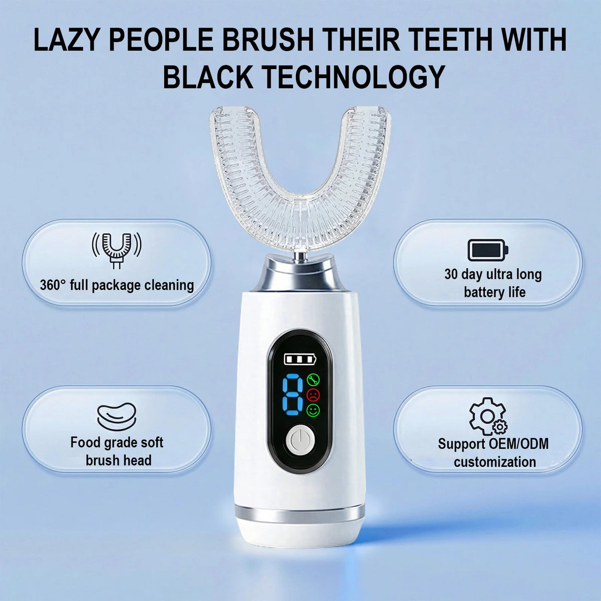 Smart U-Shaped Toothbrush Degrees Intelligent Silicon Head Sonic Electric Toothbrush Automatic USB Charge Waterproof Toothbrush