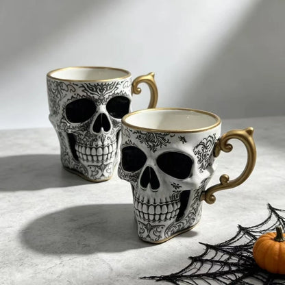 Halloween Resin Skull Mug 2 Styles, Gothic Coffee Tea Cup, Creative Desktop Ornament, Home Table Decor for Halloween Party