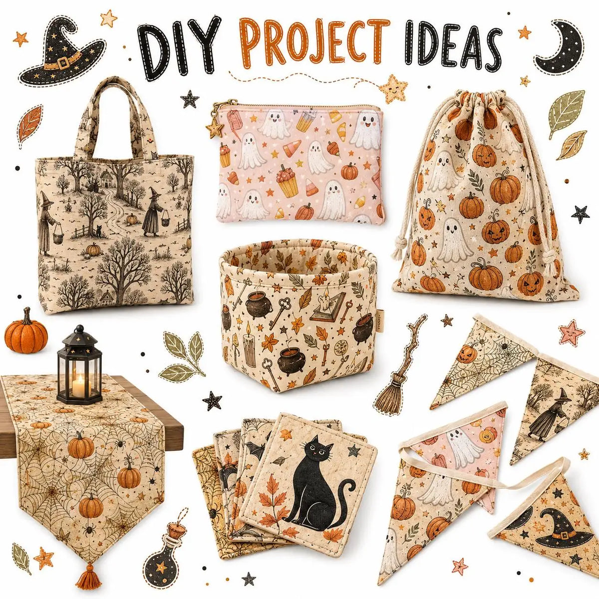 50*145cm Bat Pumpkin Halloween Polyester Cotton Fabric for Tissue Sewing Quilting Fabrics Needlework Material DIY Handmade