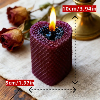 Baroque-style Burgundy red and black. 2pcs two-tone pillar beeswax scented candles. Dark theme decor, perfect for Halloween